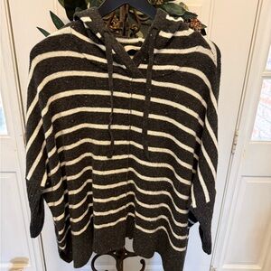 Loft Soft Stripe Hoodie Sweater Oversized Lagenlook M